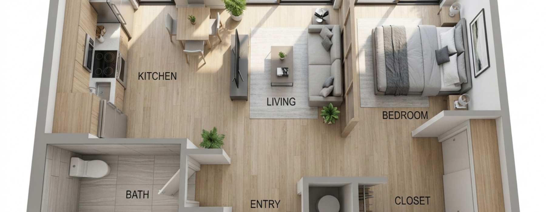 540 sq ft apartment floor plan