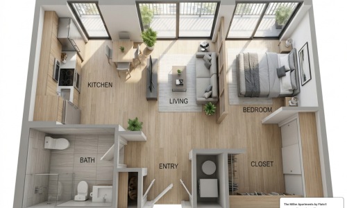 540 sq ft apartment floor plan