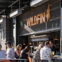 people eating outside