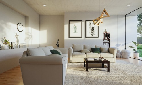 spacious modern 1 BHK apartment living room - 1 bhk plan in 1200 sq ft