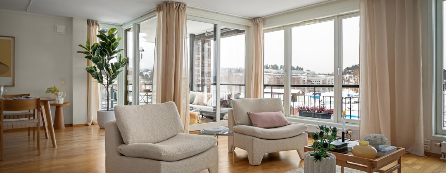 bright, stylish modern apartment living room with large windows - modern apt