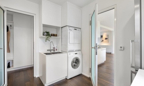in unit laundry apartment closet with washer and dryer